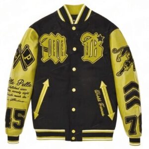 Pelle Pelle New Varsity Black and Olive Plush Jacket
