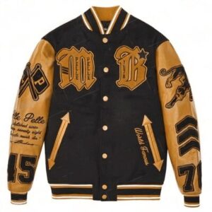 Pelle Pelle New Varsity Black and Brown Plush Jacket