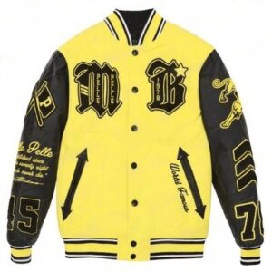 Pelle Pelle New Varsity Black and Yellow Plush Jacket