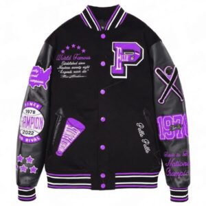 Pelle Pelle Varsity New Black and Purple Jacket