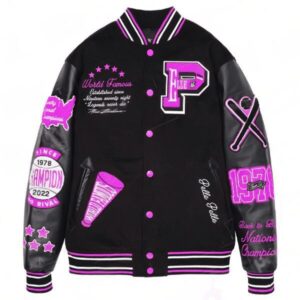 Pelle Pelle Varsity New Black and Light Purple Jacket