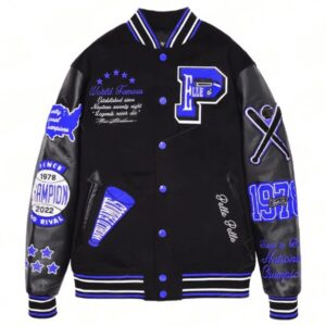 Pelle Pelle Varsity New Black and Blue Jacket