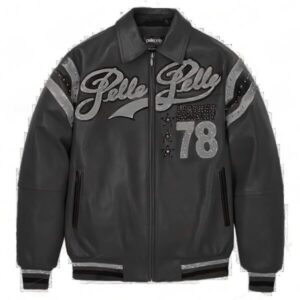 Pelle Pelle Black Encrusted Varsity Plush Jacket
