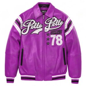 Pelle Pelle Light Purple Encrusted Varsity Plush Jacket