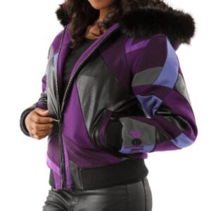 Pelle Pelle Abstract Pattern Purple Wool Jacket