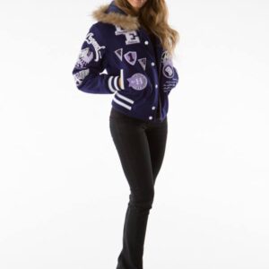 Pelle Pelle American Legend Blue Fur Hooded Varsity Jacket