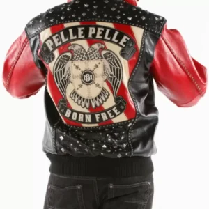Pelle Pelle Black Red Born Free Eagle Studded Jacket