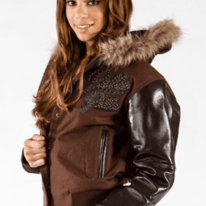 Pelle Pelle Brown Hooded Fur Wool Jacket