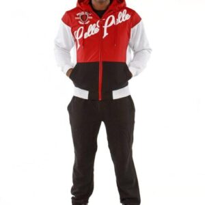 Pelle Pelle Colorblocked In Cabernet Red Tracksuit