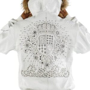 Pelle Pelle Crest White Fur Hooded Leather Jacket