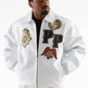 Pelle Pelle White Decorated Crocodile Leather Jacket