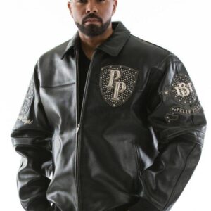Pelle Pelle Encrusted Black Varsity Jacket