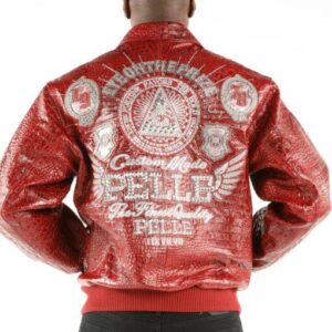 Pelle Pelle Mens Eye On The Prize Red Leather Jacket