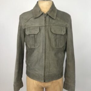 Pelle Pelle Italian Vintage Gray Suede Zip Up Jacket