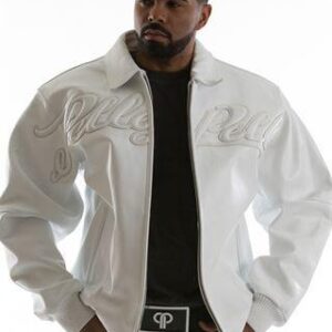 Pelle Pelle Leather Vintage Bomber White Jacket