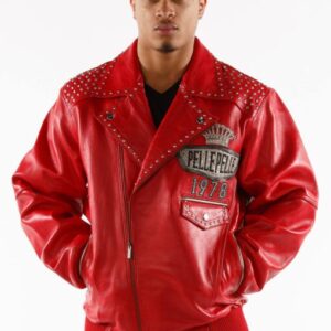 Pelle Pelle Mens Lethal Red Leather Jacket