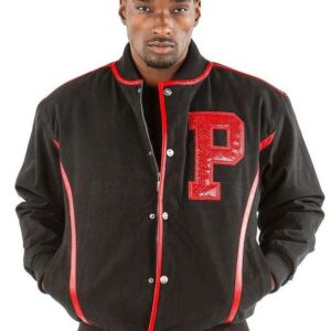 Pelle Pelle Mens Letterman Bomber Black Varsity Jackets