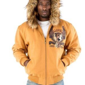 Pelle Pelle Mens Red and White 1978 Hooded Jacket