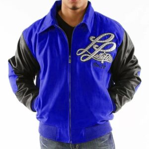 Pelle Pelle Mens Royal Blue and Black Varsity Jacket