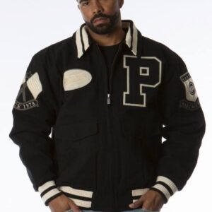 Pelle Pelle Mens Signature Bomber Black Varsity Jacket