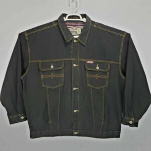 Pelle Pelle Men’s Vintage Black Button Up Lined Denim Jacket
