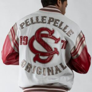 Pelle Pelle Mens White & Red  Original Leather Jacket