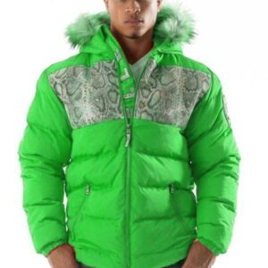 Pelle Pelle Snakeskin Bubble Green Coat