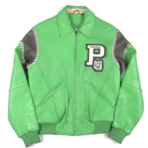 Pelle Pelle Vintage Green Leather Letterman Jacket
