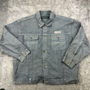Pelle Pelle Vintage Mens Marc Buchanan Light Gray Denim Jacket