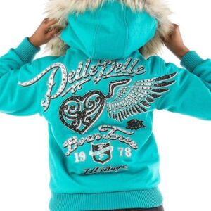 Pelle Pelle Womens Born Free Neon Blue Wool Jacket