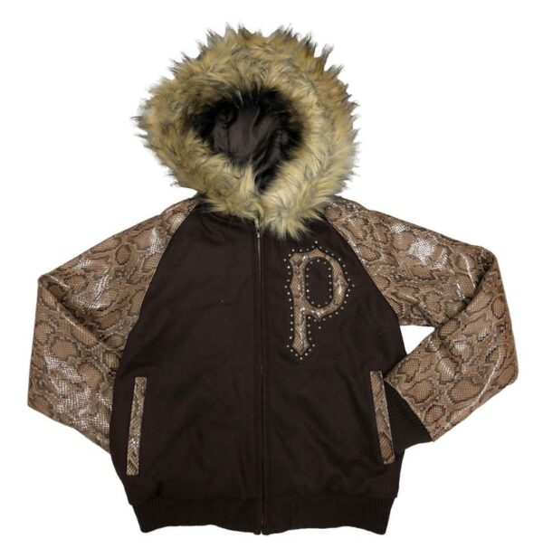 Pelle Pelle Womens Espresso Snake Print Wool Jacket