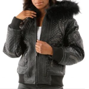 Pelle Pelle Womens Monarch Rust Burnish Black Leather Jacket