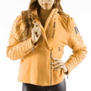 Pelle Pelle Womens Moto Yellow Wool Jacket