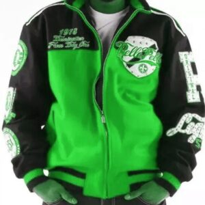 Pelle Pelle World Black and Green Varsity Jacket