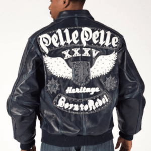 Pelle Pelle Born to Rebel Navy Abrasion Mens Jacket