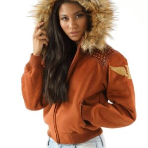 Ladies Pelle Pelle Airborne Brown Hoodie