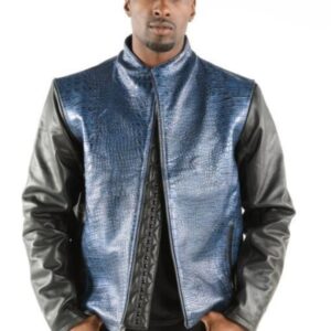 Pelle Pelle Blue China Collar Leather Jacket