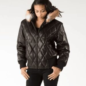 Pelle Pelle Women Quilted Fur Hood Jacket | Leather Jacket