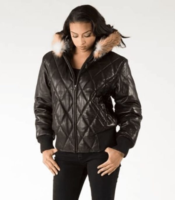 Pelle Pelle Women Quilted Fur Hood Jacket | Leather Jacket