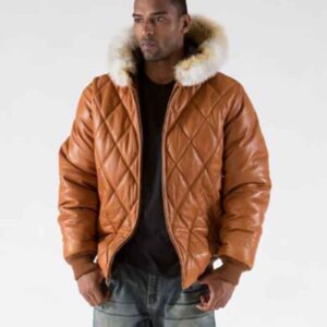 Pelle Pelle Brown Quilted Fur Hood Jacket |