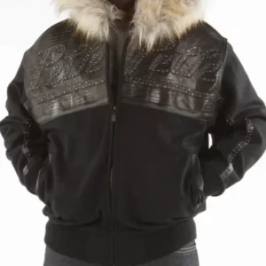 Pelle Pelle Mens Black Supreme Club Hooded Wool Jacket