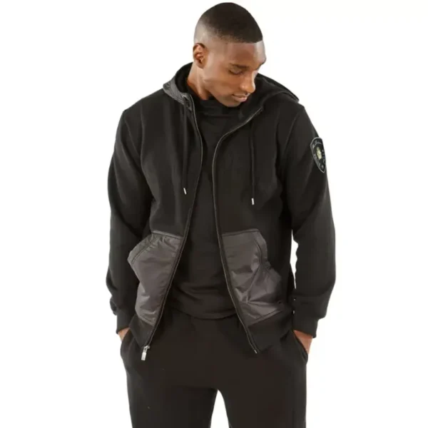 Men’s Pelle Pelle Hooded Midlayer Black Nylon Tracksuit