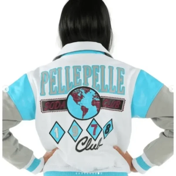 Pelle Pelle Blue White Soda Club Varsity Leather Jacket