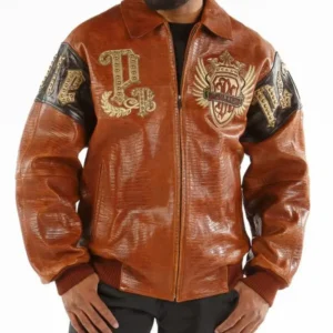 Pelle Pelle Brown Empire Victory Comes Leather Jacket