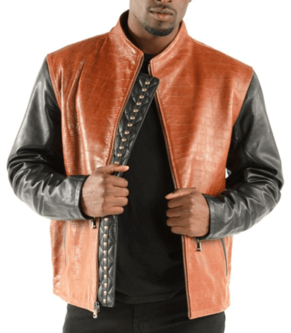 Pelle Pelle China Collar Biker Top Grain Brown leather Jacket