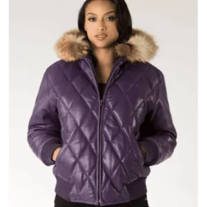 Pelle Pelle Fur Hoods Purple Leather Jacket