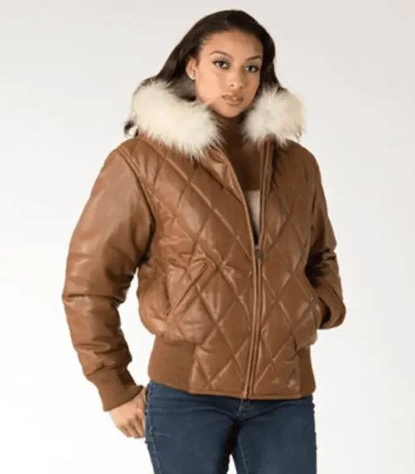 Pelle Pelle Fur Hoods Brown Leather Jacket