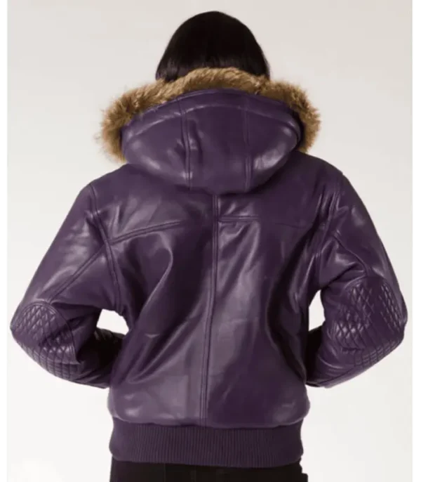 Pelle Pelle Fur Hoods Purple Leather Jacket