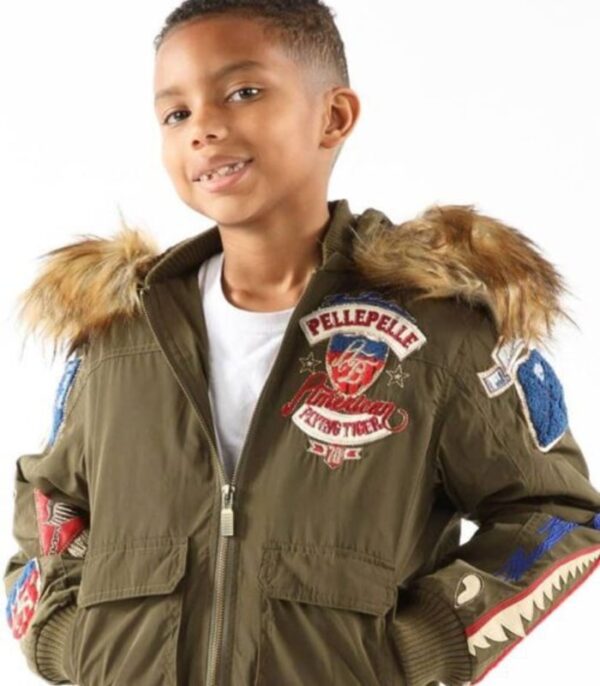 Pelle Pelle Kids Flying Tiger Green Jacket