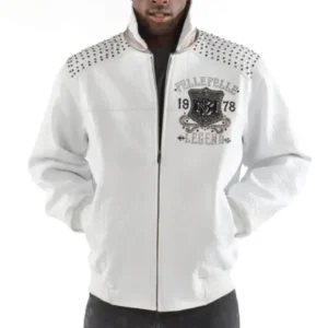 Pelle Pelle Live Like A King Studded White Jacket